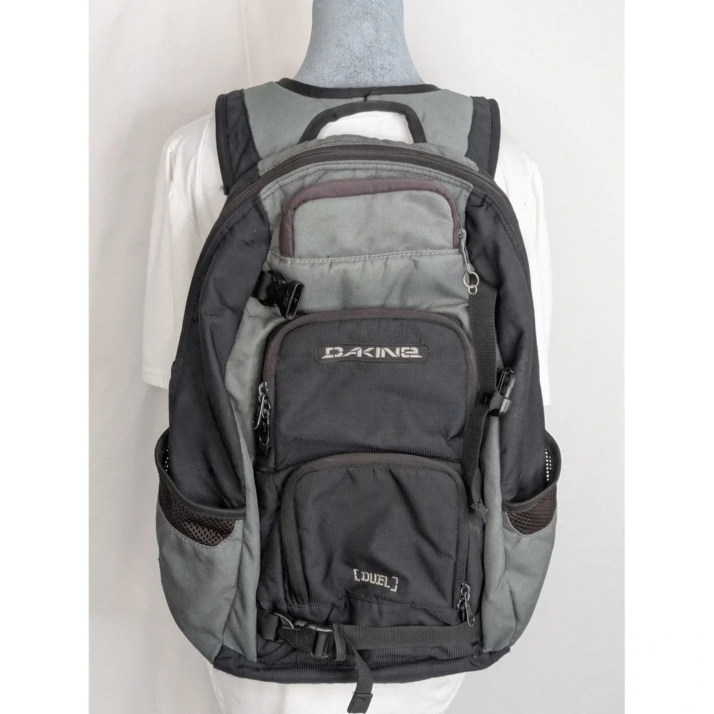 Dakine Duel Pack Backpack Gray Black Laptop School Travel Hiking 20x15x4